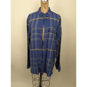 Burberry blue brushed cotton flannel plaid shirt